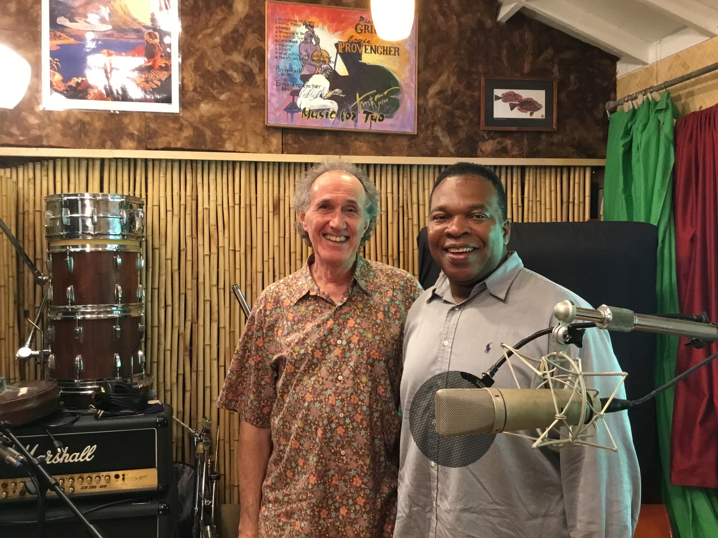 Live recording session with musician at microphone